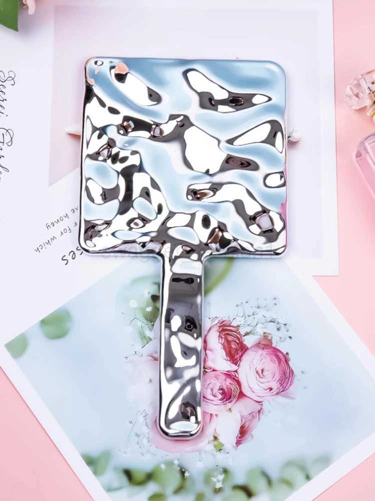 Cosmetic MirrorPortable Handle Mirror Electroplating Style Beauty Mirror Hand-Held Makeup Mirror Irregular Creative Dressing RoXJ240813