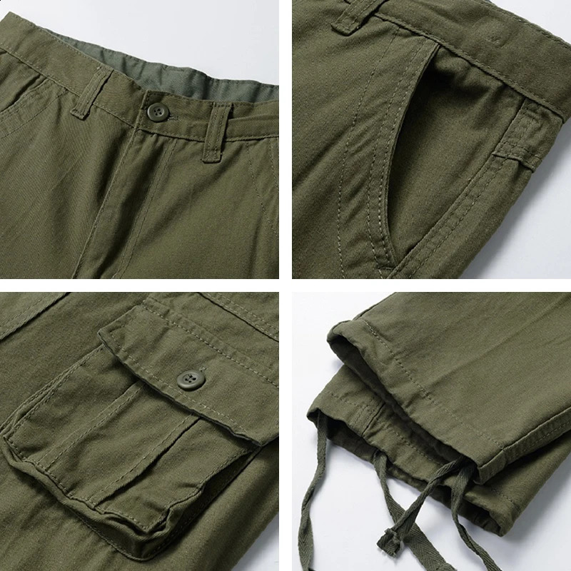Plus Size 44 SpringSummer Mens Cotton Cargo Pants Multi Pocket Military Tactical Handcart Outdoor Leisure Jogging 240812