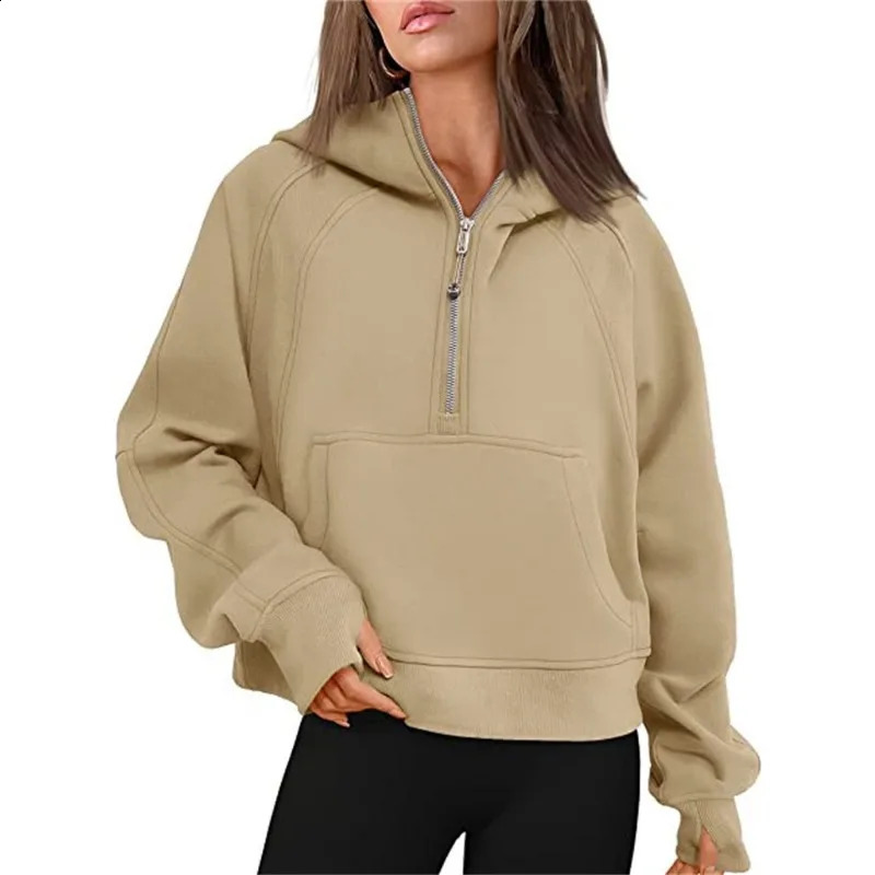 Y2K INS Autumn Winter Long Sleeve Casual Loose Hooded Sweatshirts Fleece Pullover Top with Pockets Outwear Womens Zip Up Hoodies 240812
