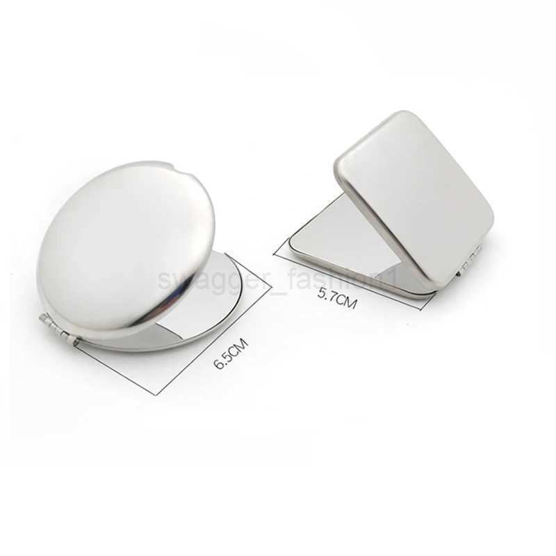 1pcs Portable Women Stainless Steel Makeup Mirror Hand Pocket Folded-Side Cosmetic Make Up Mirror Small Various ShapesXJ240813