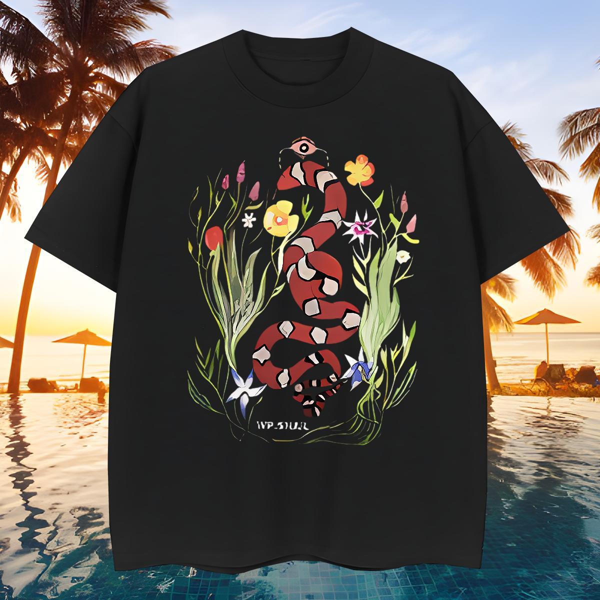 Cool Design Men T Shirts snake Breathable Crew Neck Street Wear DIY Printed 230g Cotton Tshirts 2024 Tees