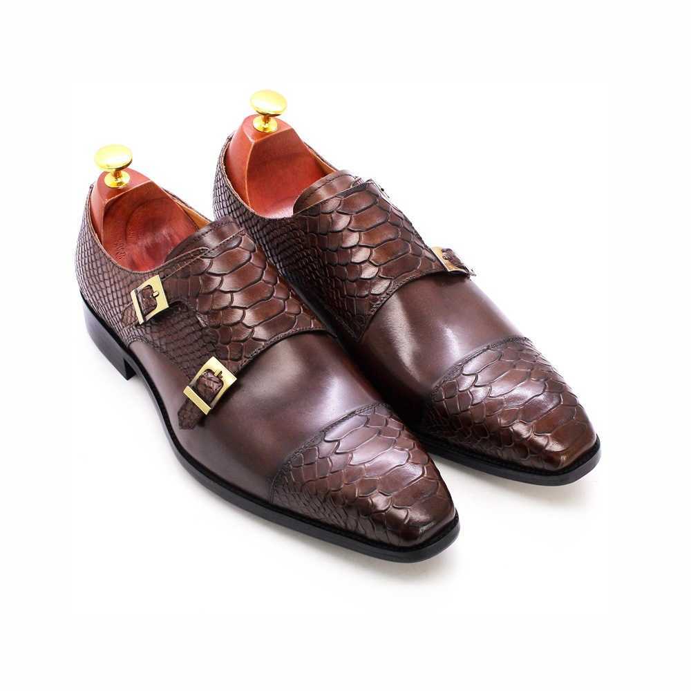 CMM Leather Shoes Mens New Business Casual Leather Shoes Leather Double Button Cover Shoes Mens Shoes