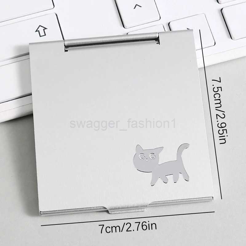 Square Folding Aluminum Mirror Mini Compact Pocket Mirror Makeup Hand Standing Portable Small Mirror Foldable Cosmetics ToolXJ240813