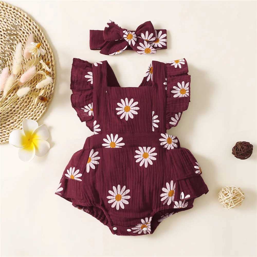 Baby girl jumpsuit with ruffled edges and sleeveless newborn bodysuit leading with summer jumpsuit fashionable toddler set W240812