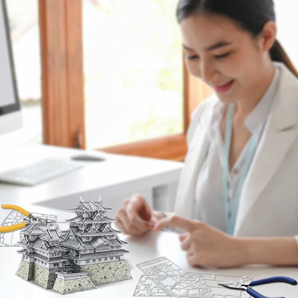 brand model building kit Notre Dame Cathedral Himeji Architecture Series 3D puzzle metal DIY house toy Christmas gift X241122