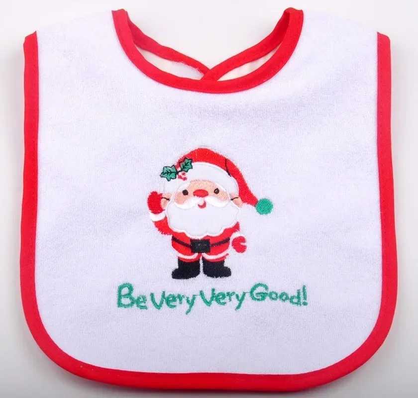 Bibs Burp Cloths Waterproof Christmas Baby Bibs Round Neck Burp Cloths Santa Elk Christmas Tree Pattern Infant Saliva Towel Xmas Kids Gift ApronL4812