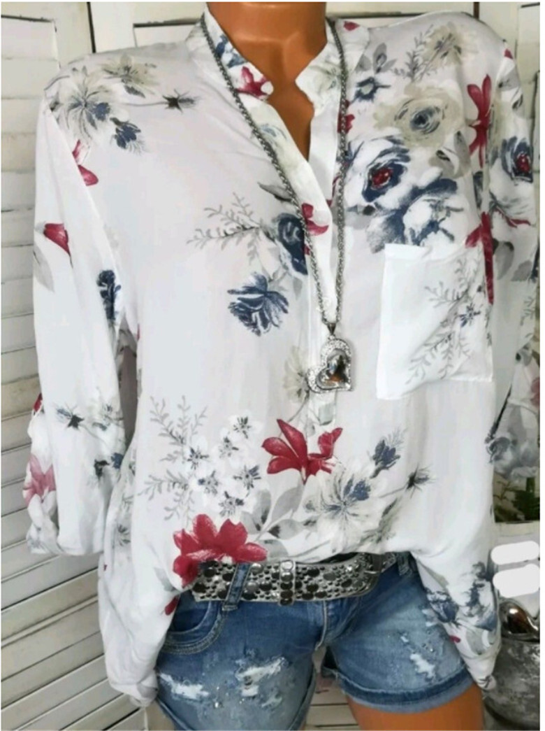 Plus size Blouse Women Printed causal shirt Long sleeves