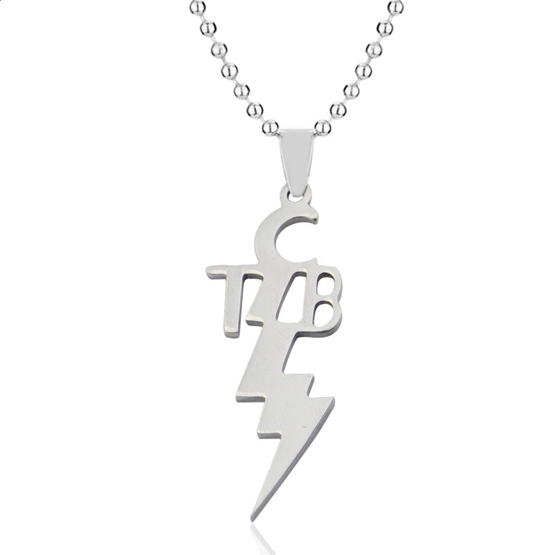 Stainless Steel Lightning Letter TCB Pendant Necklace Gold Plated Collar Jewelry Commemorate Gift 240125
