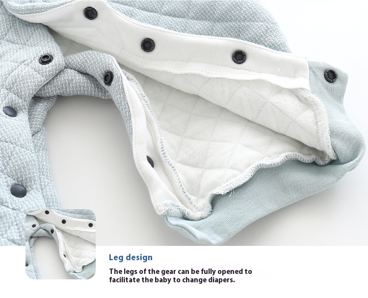 Baby jumpsuit men's and women's baby autumn winter warm clothing newborn checkered open bow tie across the door crawling pajamas