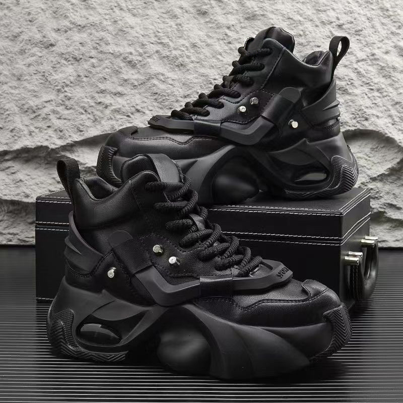 Ddmysports Trendy New High Top Men S Sports Single Shoes With PU Lining Comfortable Non Abrasive Thick Sole Increased Height I Slip Shock Absorbing An