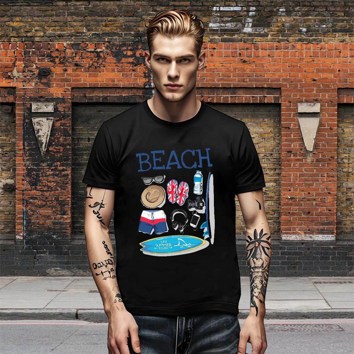 Cool Design Men Tees Hip Hop 230g Cotton Floral Print Crew Neck Breathable letter Men T Shirts Casual New Clothes