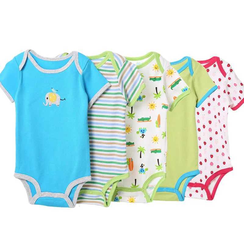 5Pcs 3M-24M short sleeved cotton wing jumpsuit baby bodysuit W240812