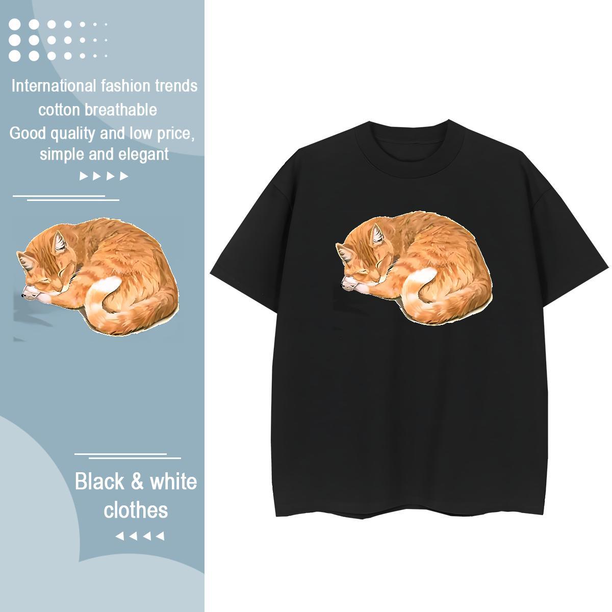 Popular T-Shirts cute Round Neck Short Sleeve Street wear Hip Hop Custom Print Oversized 230g 100% Cotton Men Tops Tees New Tshirts