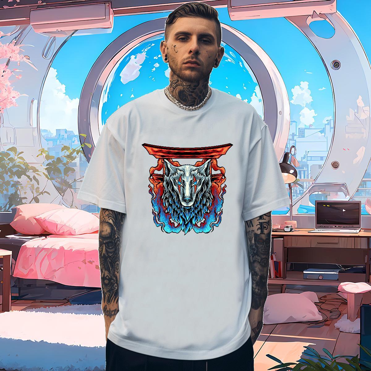 Man T Shirts 230g Pure Cotton Hip Hop Short Sleeve O-Neck Plus Size Custom Tshirts Fashion Loose Fit Tees