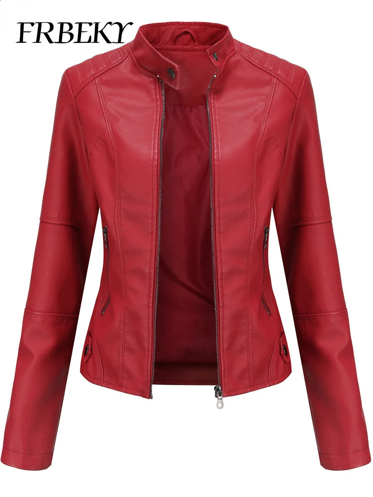 Womens Jacket Autumn/Winter Casual Leather Jacket Fashion Long Sleeve Bicycle Jacket Street Clothing Womens Clothing Chaquetas 240827