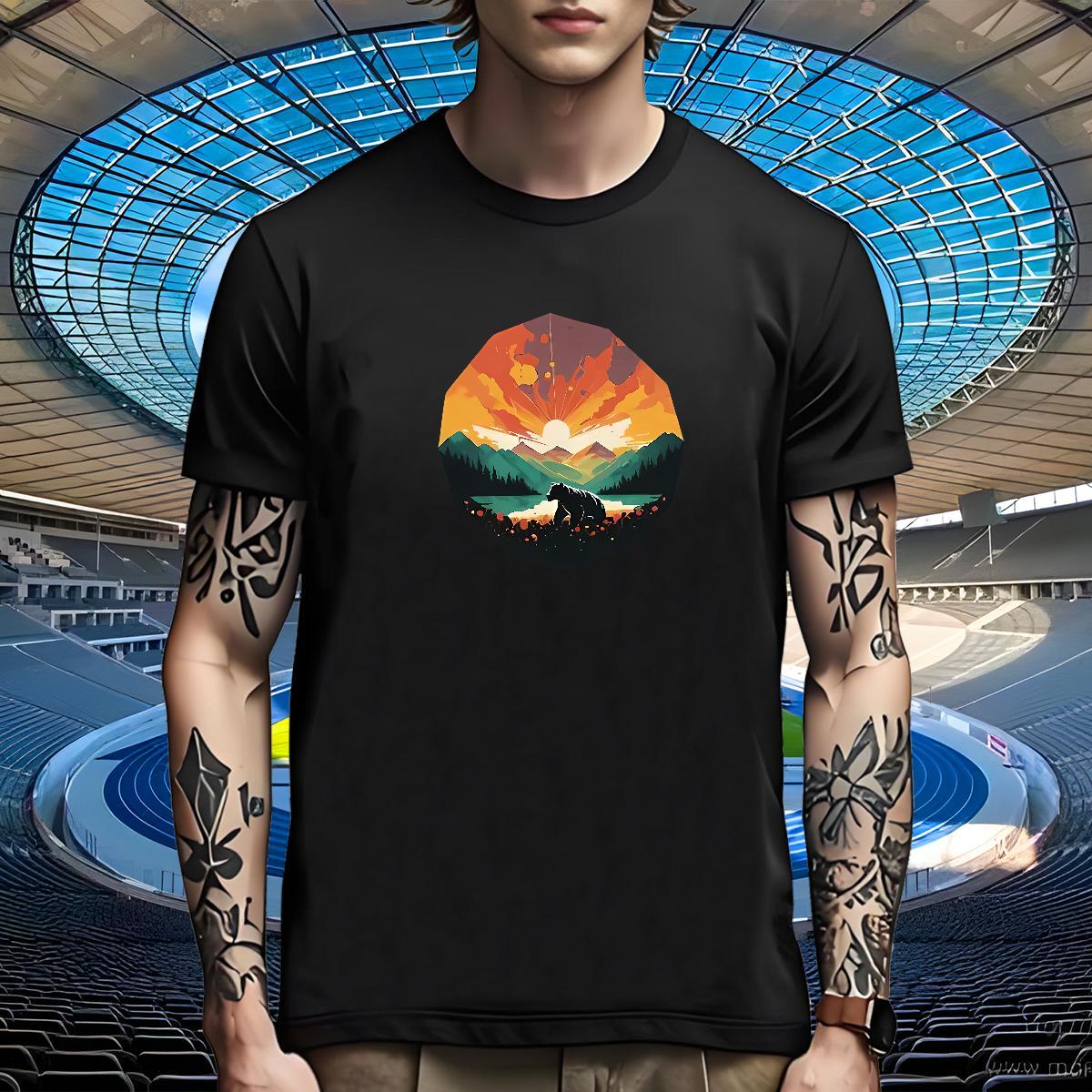 Free Shipping Man T Shirts bear Breathable Soft Outdoor DIY Printed 230g Pure Cotton Men Tshirts Designer Fashion Tops Tees
