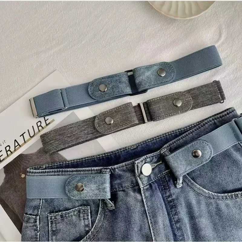 New adjustable elastic waistband with invisible buckle and button free womens jeans dress easy to wear button free W240807