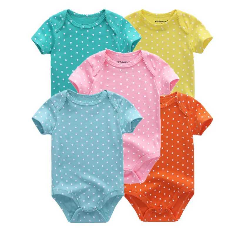 5 pieces/batch of summer cartoon short sleeved baby girl tight fitting clothes 100% pure cotton newborn tight fitting clothes W240812