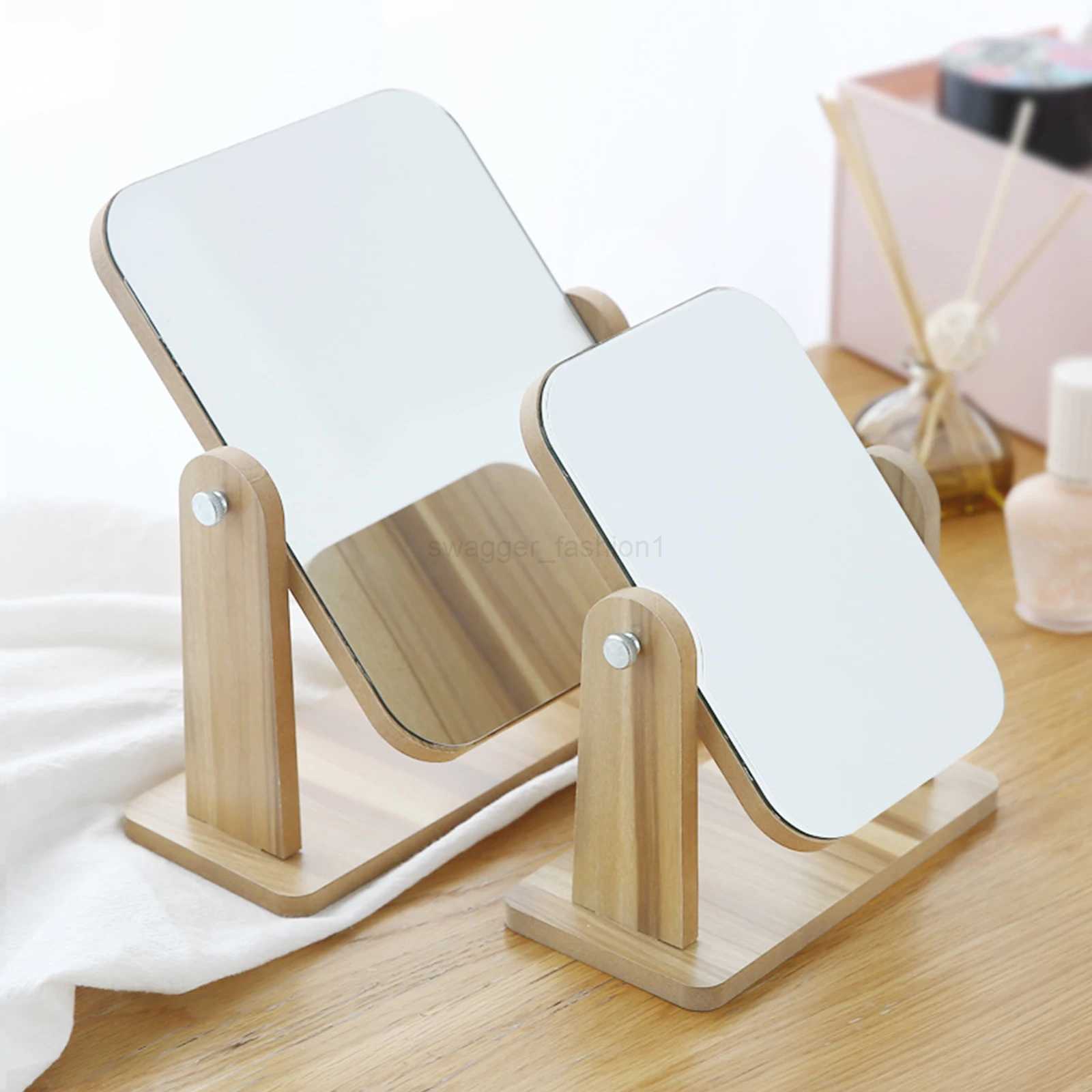Decorative Mirror HD Classic Table Mirror Standing Wooden Base 360 Degree Rotation Stable for Home Bathroom BedroomXJ240813