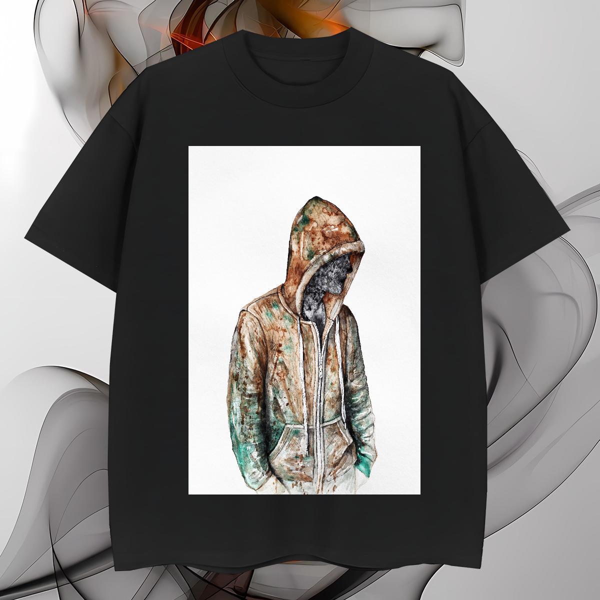 T-Shirts 230g Cotton portrait High Street Hip Hop Round Neck Short Sleeve Skull Men Clothes T-Shirt DIY Cool Tops