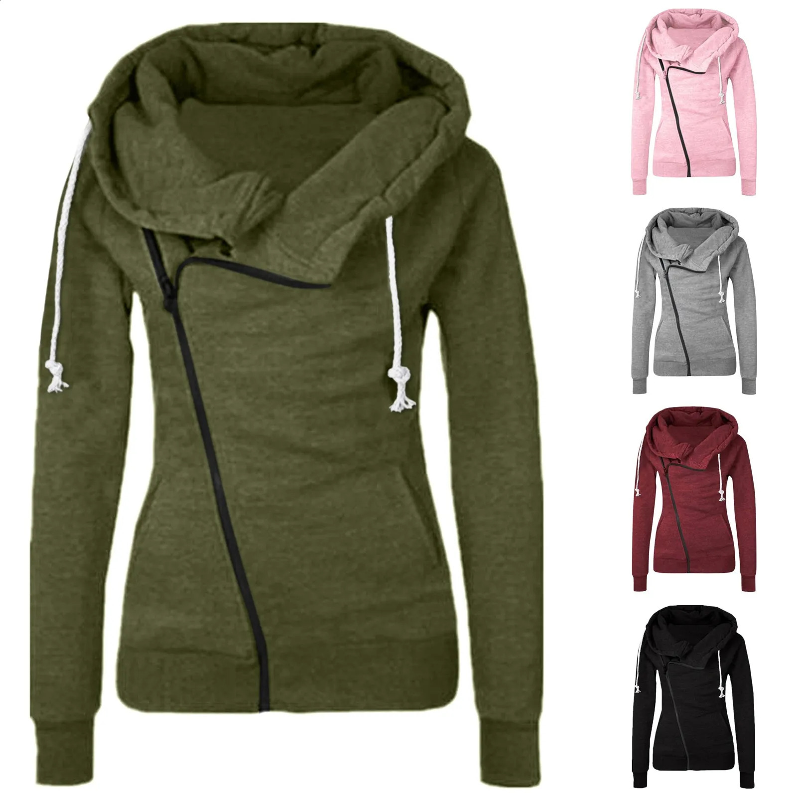 Autumn Winter Hoodie Womens Loose Sleeve Casual Pullover Hoodie Zipper Drawstring Shirt Long Womens Coat Streetwears moletom 240812