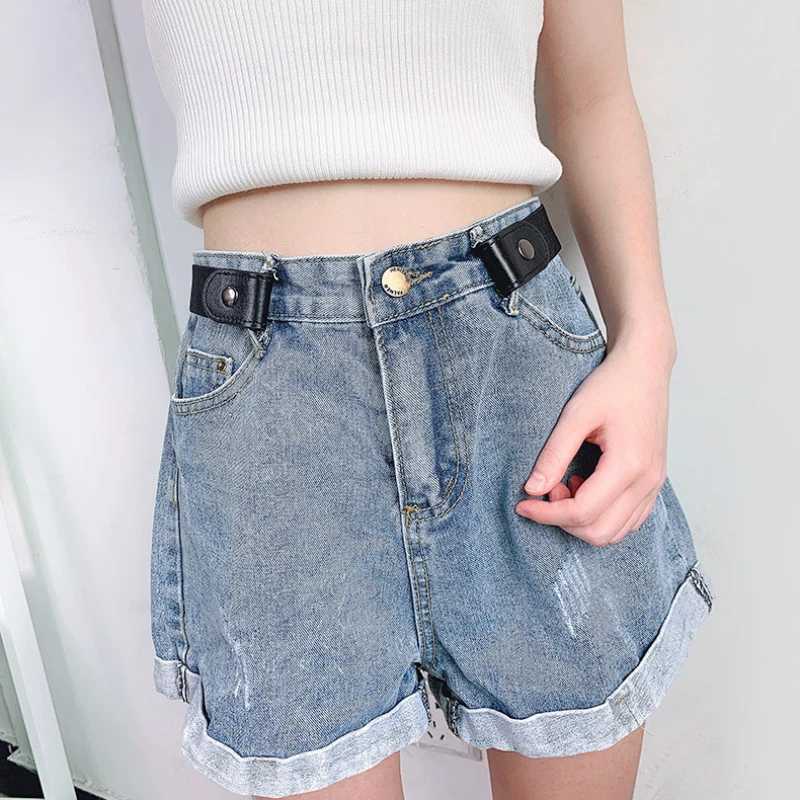 New adjustable elastic waistband with invisible buckle and button free womens jeans dress easy to wear button free W240807