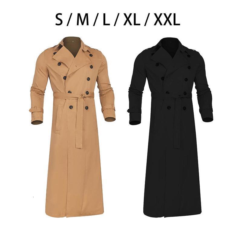 Formal mens windbreaker long jacket double chest warm and slim fit with pockets windproof suitable for dates workdays 240812