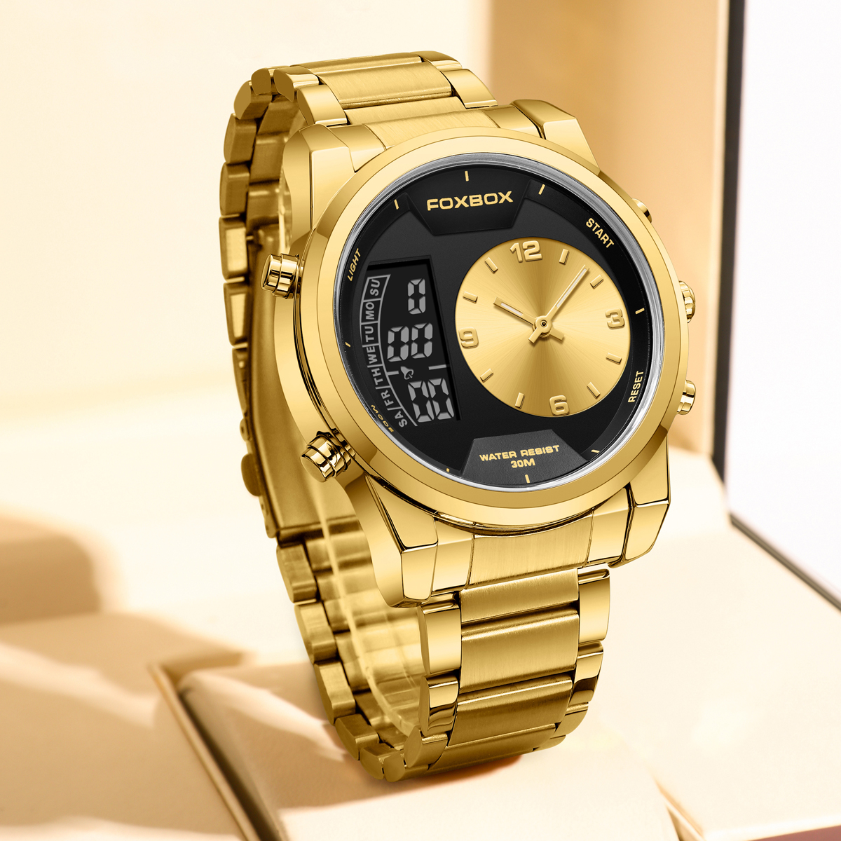 LIGE Outdoor Sports Men's Waterproof Night Light Dual Display Electronic Watch Men's Multi functional Alarm Clock Fashion Watch