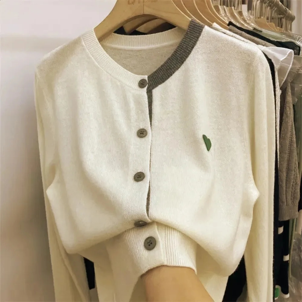 Mens knitted cardigan womens patch long sleeved bottom Western style loose sweater coat spring and summer 240812