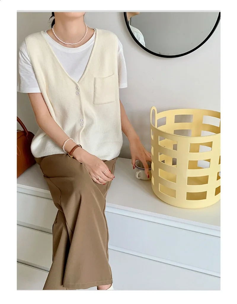Kpop preppy style Sweater Vest cardigan knitted chaleco mujer women Sleeveless Jumper Tops knitwears outwears womens clothing 240812