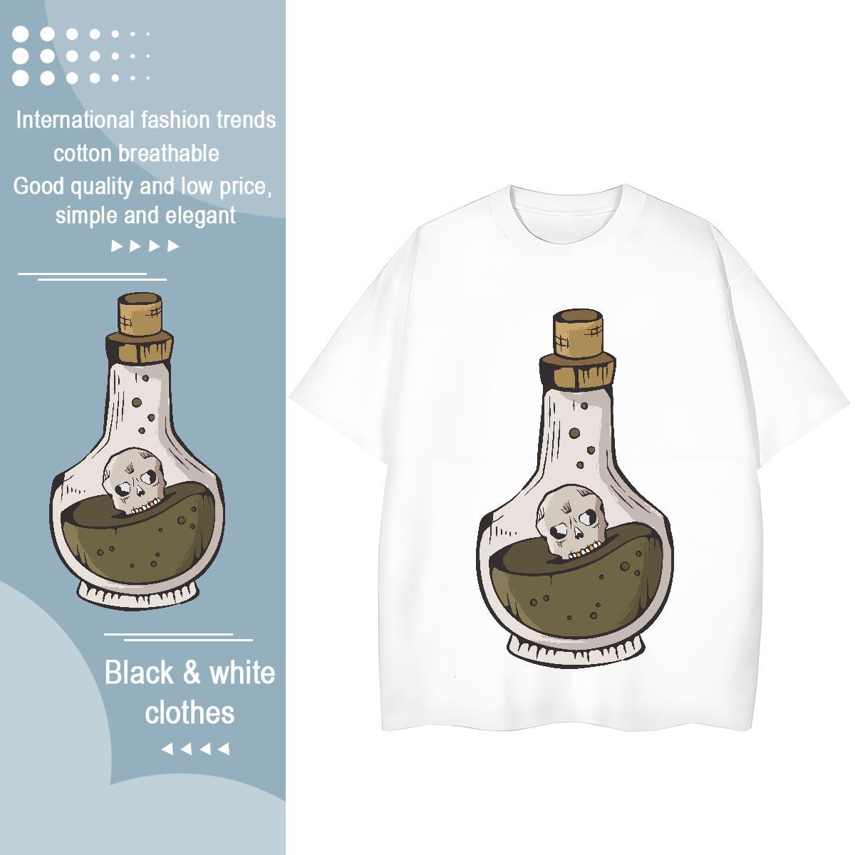 Wholesale Man T Shirts bottle Pure Cotton Street Custom Printed 100% Cotton 230g Tshirt for Man Woman 2024 DIY Tees Shirts