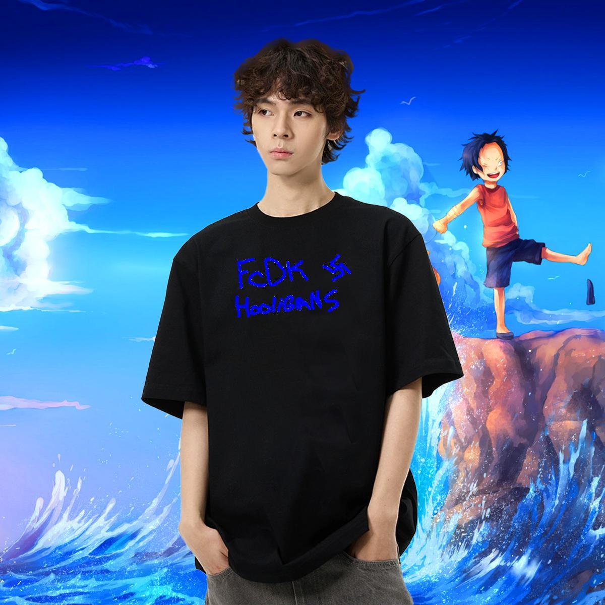 Unisex Tshirts Home Outdoor 100% Cotton 230g Cartoon Print Breathable Crew Neck letter T-Shirts for Men 2024 Summer Polos