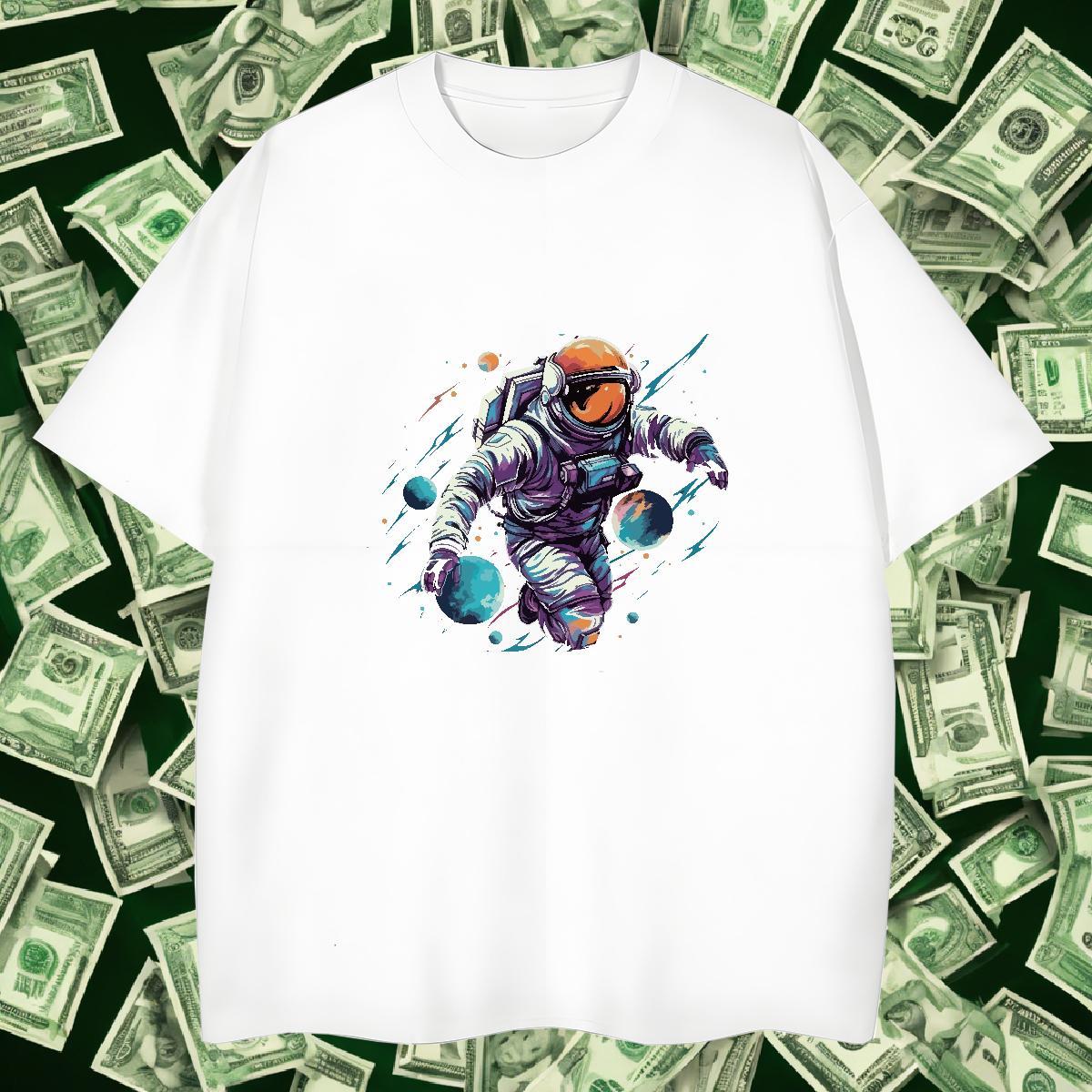 T shirt 100% Cotton 230g universe Sport Crew Neck Plus Size Cartoon Tshirt for Man Woman 2024 Cool Tshirts