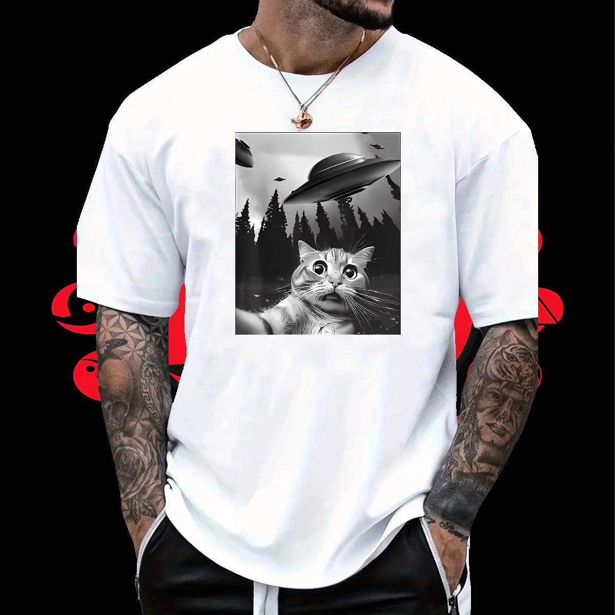 Designer Men Tops Tees Casual Daily Wear 100% Cotton 230g Cartoon Print Crew Neck cat Men T Shirts Wholesale Top Tees