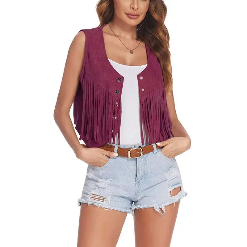 2024 Spring and Autumn Japanese Leisure Fashion Slim Fit Versatile Sleeveless Vest Solid Color Panel Tassel Womens Jackets 240813