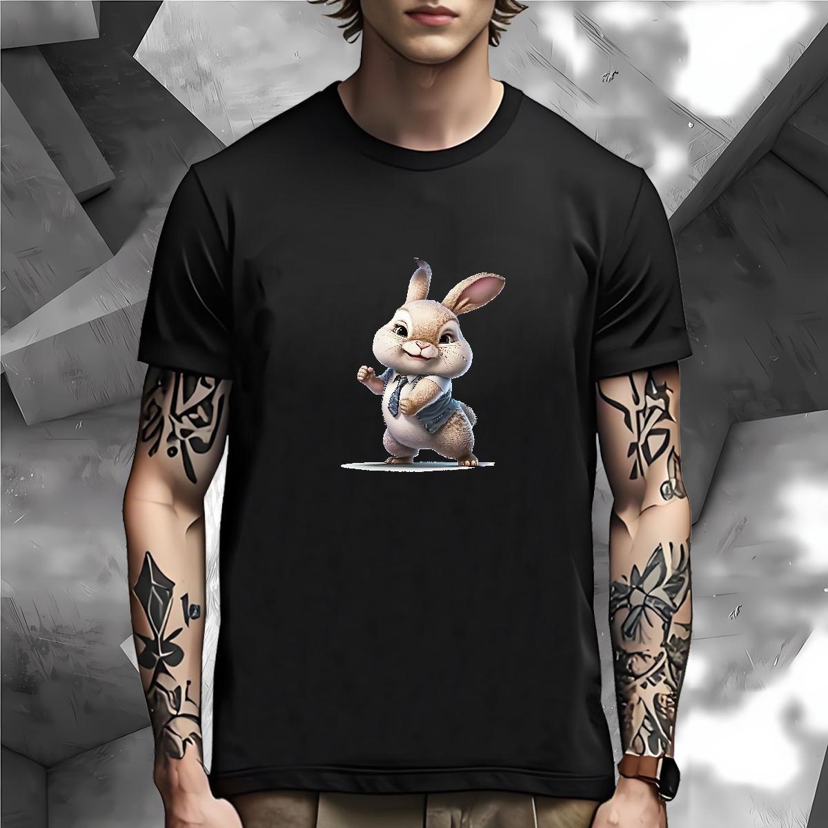 Brand T Shirts Men rabbit O-Neck Short Sleeve Beach Custom Print Oversized 100% Cotton 230g Men Tshirts Classic Clothings