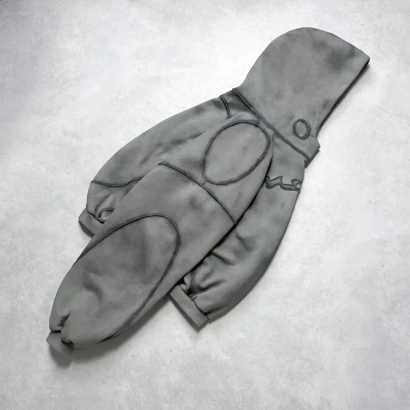 American Gothic Fashion Letter Embroidery Super Large Hoodie Womens Y2K Street Top Fashionable Loose Multi functional Zipper240812