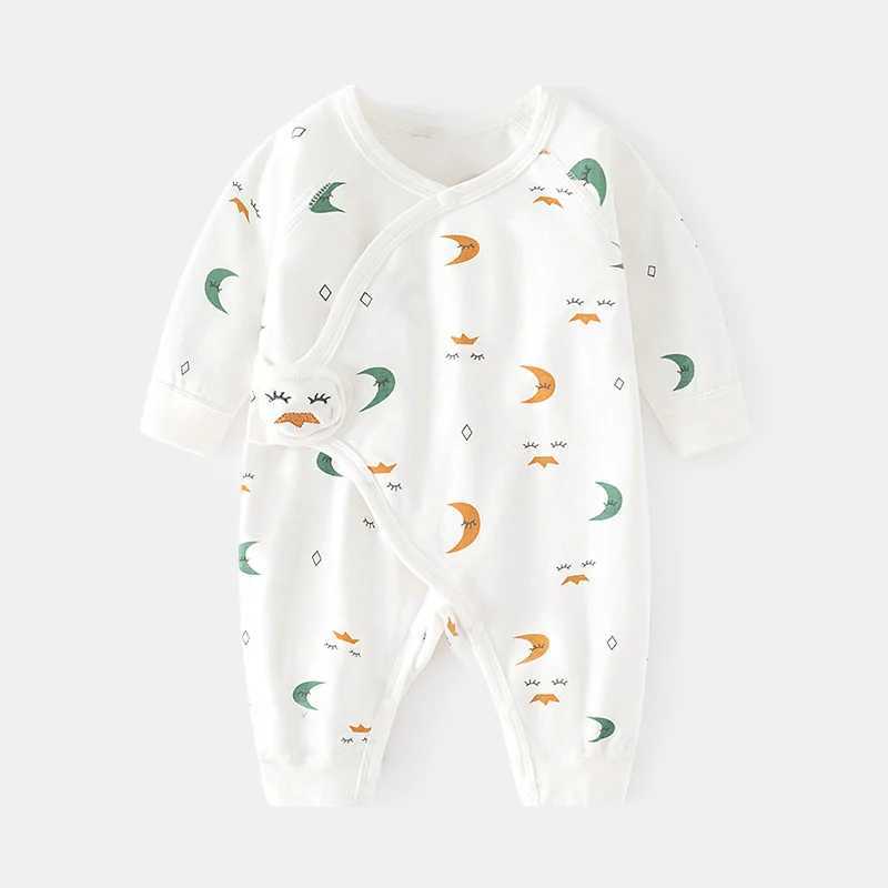 0-6M newborn girl boy jumpsuit pure cotton printed baby jumpsuit casual newborn girl clothing spring and autumn clothing new W240812