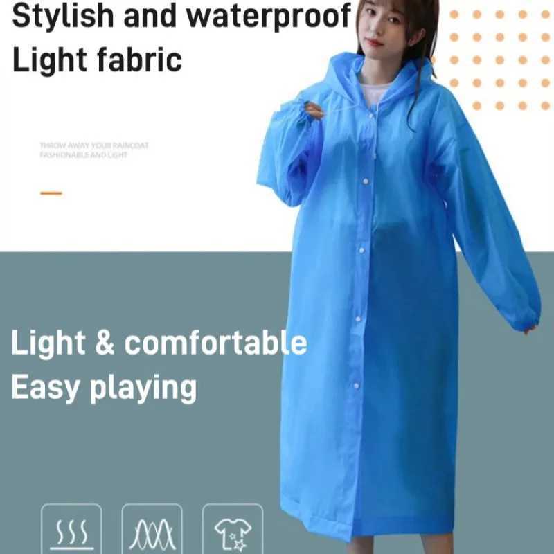 Reusable portable adult model hiking raincoat eva rain poncho thick section outdoor transparent one-piece childrens raincoat Y240810