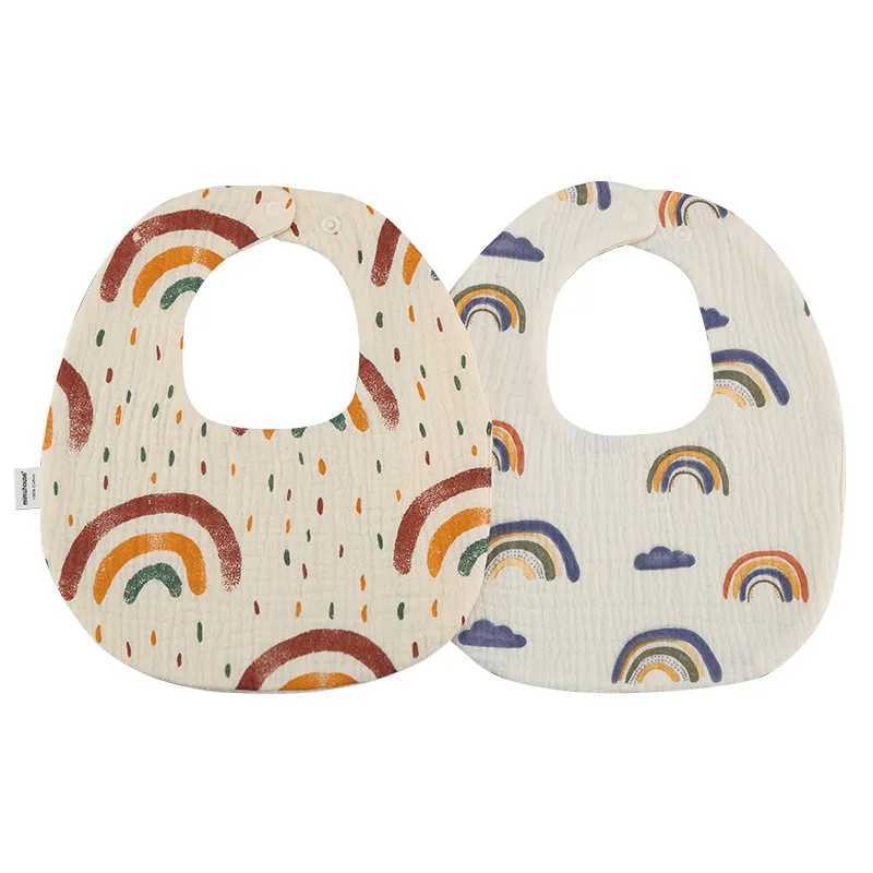 Bibs Burp Cloths 2pcs/set Summer Cotton Gauze Baby Print Bibs Infant Bib Newborn Burp Cloths Bandana Scarf for Kids Boy Girl Feeding Saliva TowelL4812