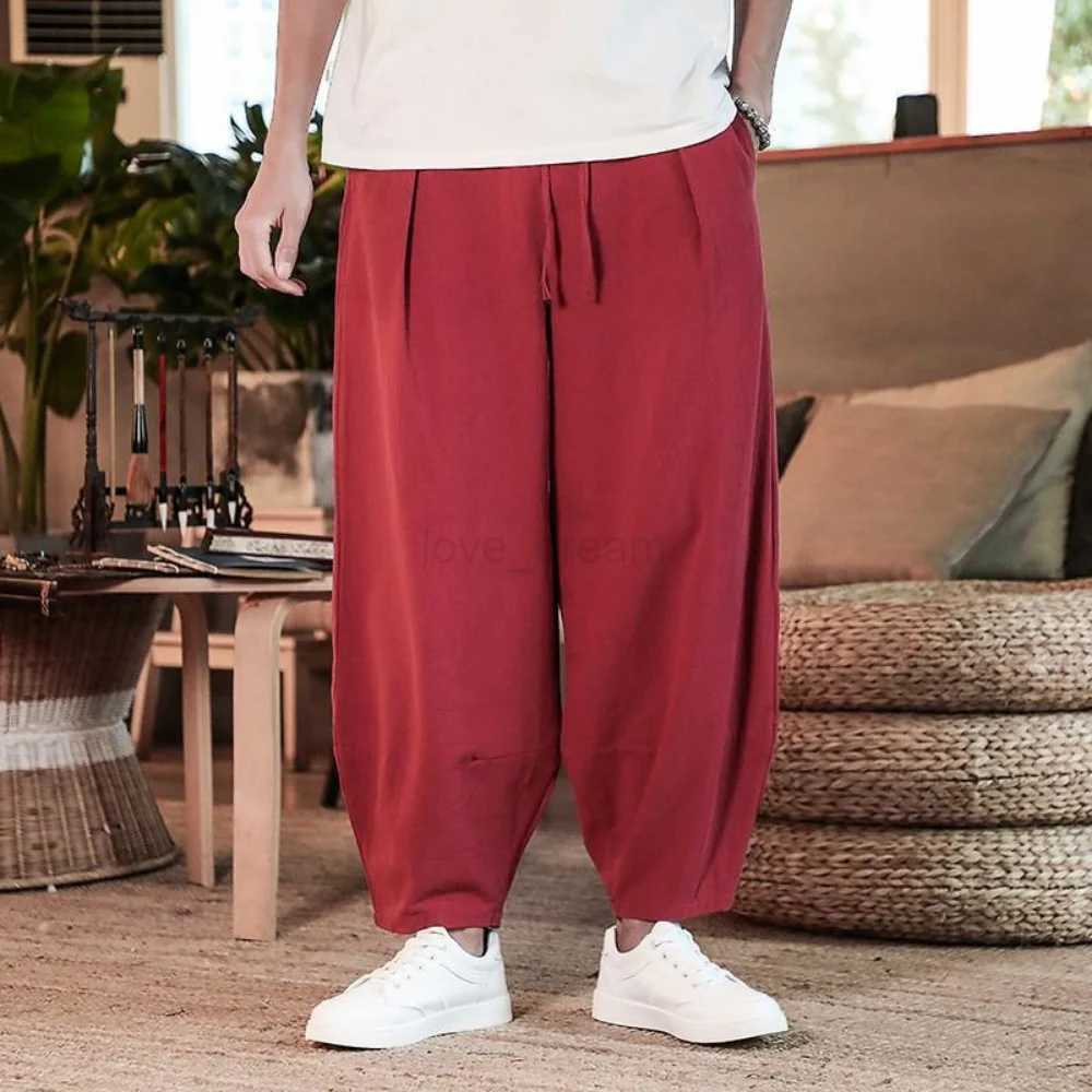 2023 Mens Chinese Style Pants Men Summer New Breathable Solid Color Linen Trousers Male Streetwear Loose Joggers Pants M-5XLXJ240813