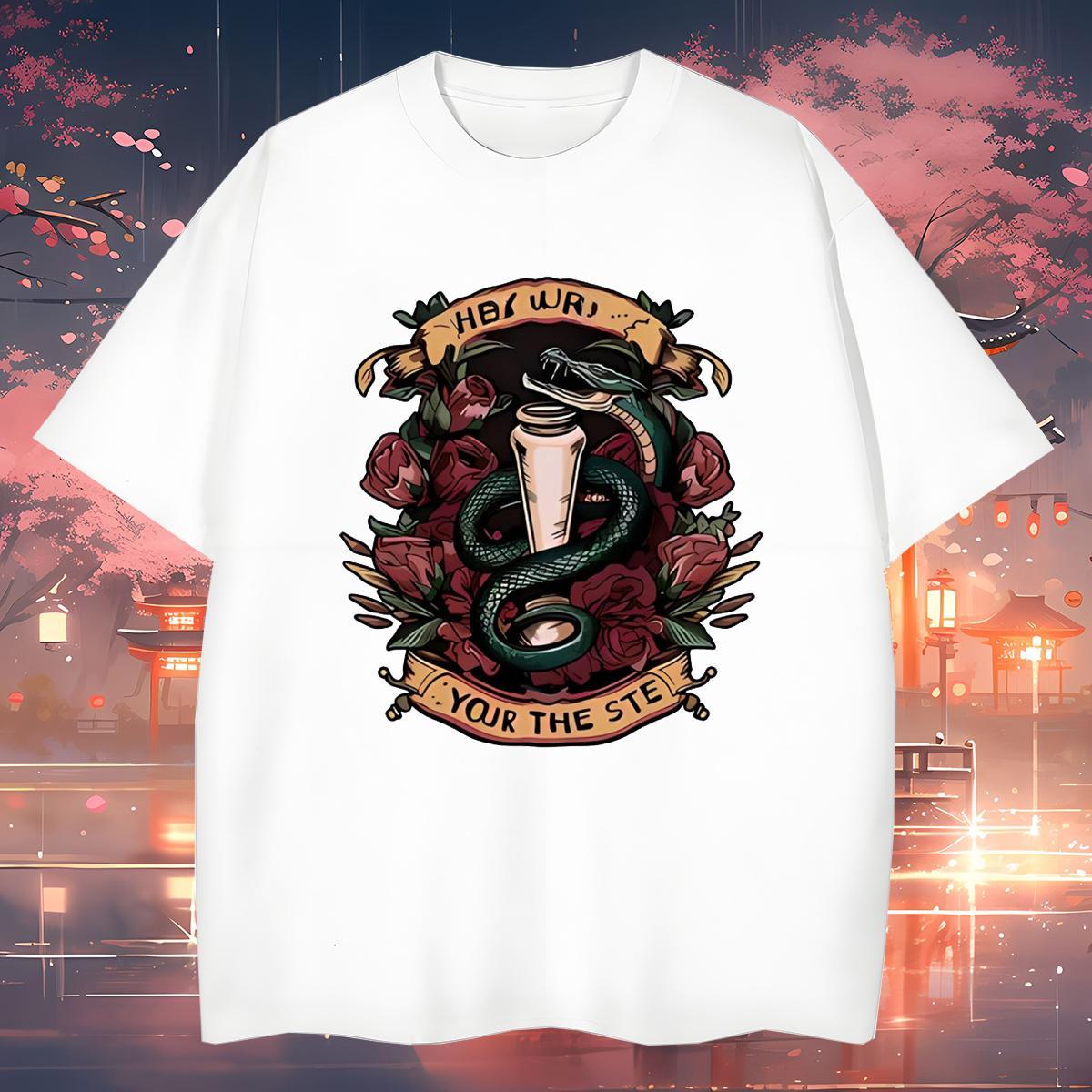 Classic Man T Shirts snake Round Neck Short Sleeve Sport Custom Cartoon 230g Pure Cotton Tshirt for Man Woman DIY Customized Tee Shirt