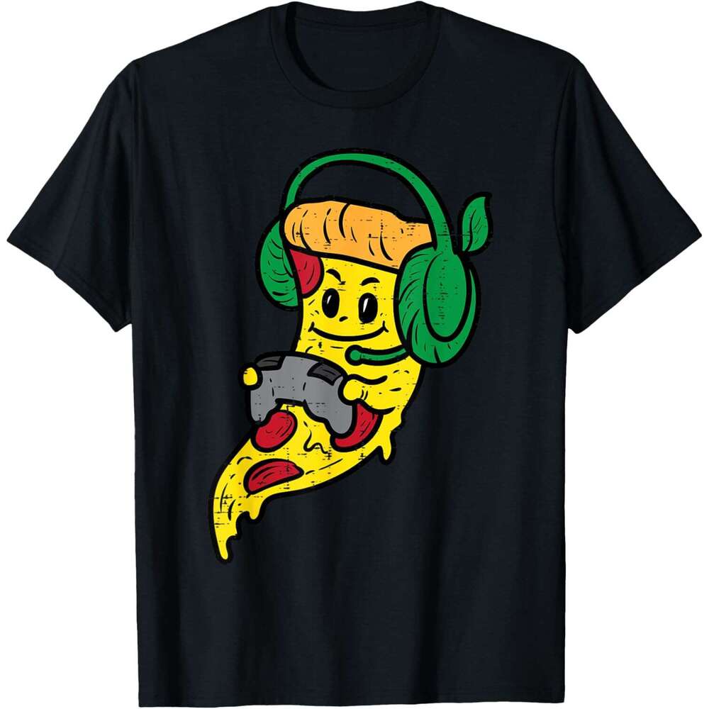 2025S Fashion Designer T Shirt For Mens Gamer Pizza Video Gaming Funny Food T Shirt Shirts Tshirt Graphic Tee Casual Tops Clothes Short Sleeve