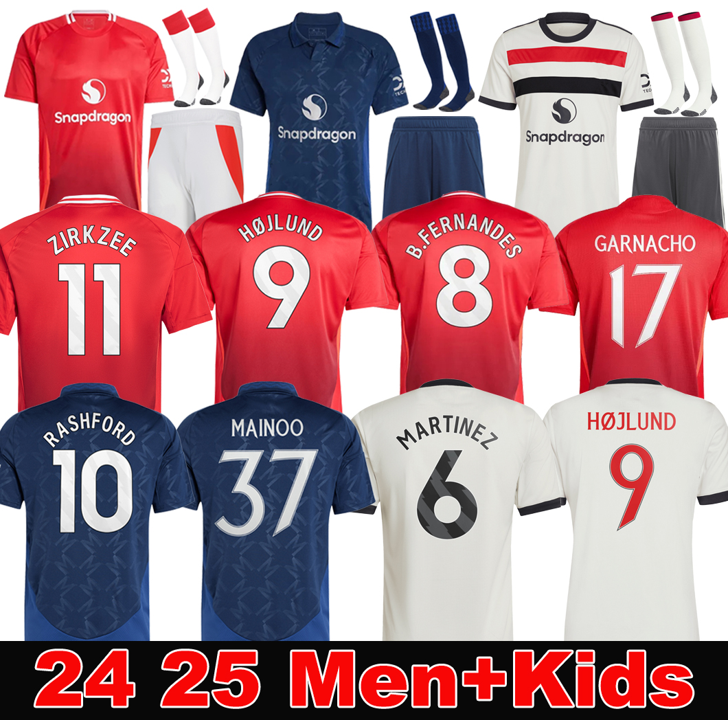 24 25 RASHFORD HOJLUND soccer jerseys Fans Player version GARNACHO MAINOO B. FERNANDES MARTINEZ MOUNT DALOT CASEMIRO SHAW KIDS third 2024 football shirt kit set