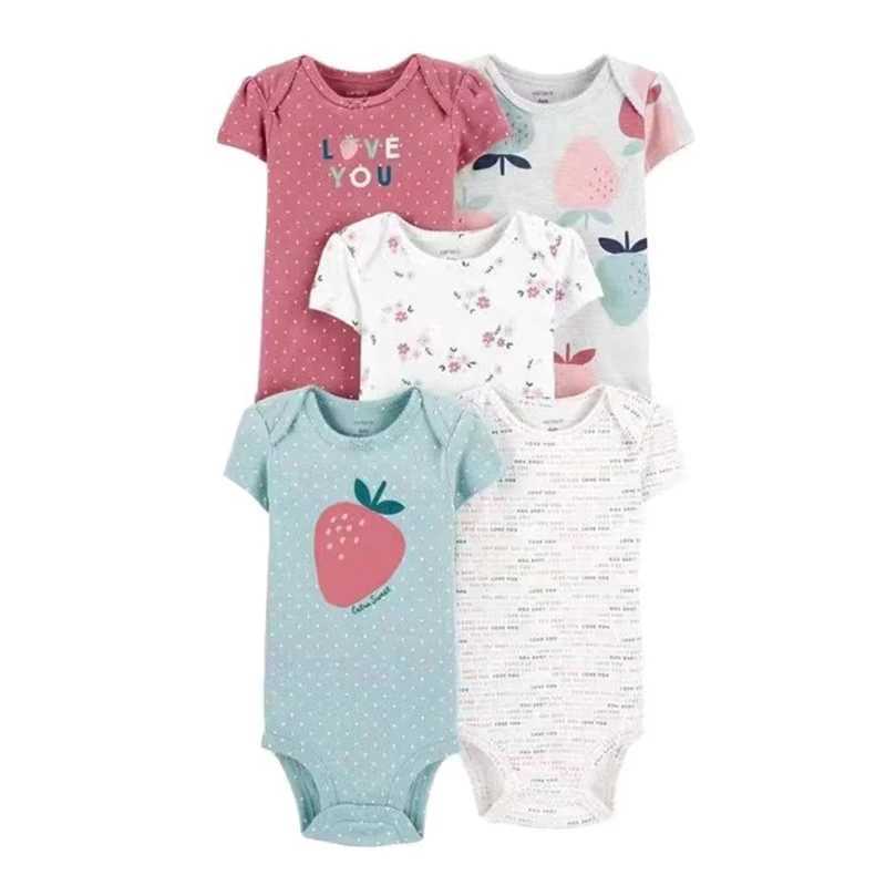 5 pieces of summer baby tight fitting clothes for girls and boys cotton newborn baby clothes pajamas baby jumpsuits cartoon baby clothes W240812