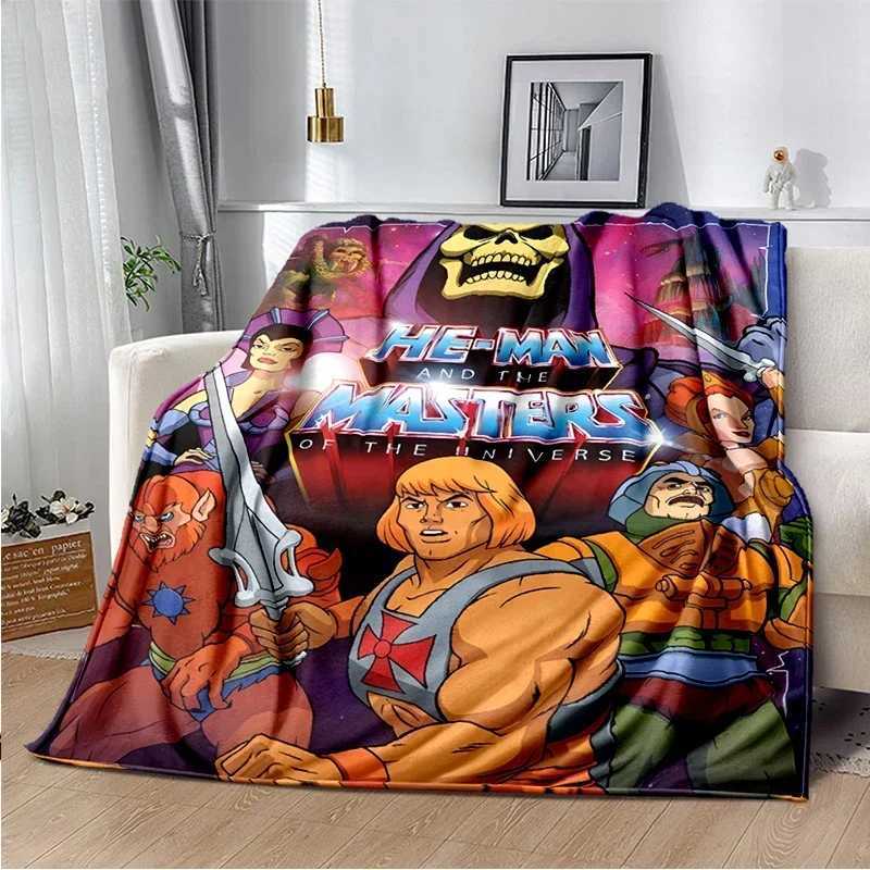 3D Printed Masters of The Universe Anime Blanket Cartoon He-Man Flannel Soft Comfortable Living Room Sofa Bed sXJ240813