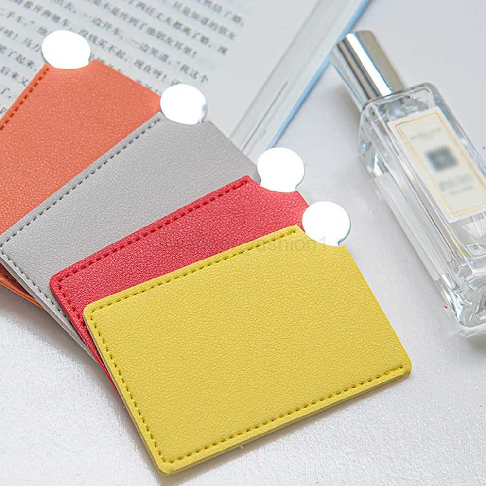 1PC Portable Mini Unbreakable Makeup Mirror Shatter Proof Card Style Pocket Cosmetic Mirror PU Leather Stainless Steel MirrorXJ240813