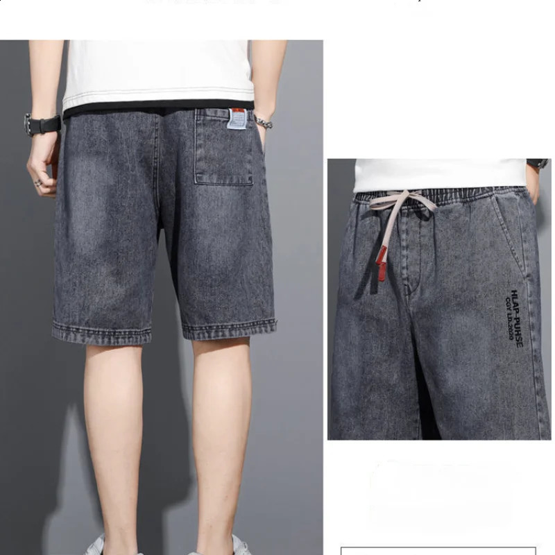 2024 Summer Mens Denim Shorts American Retro All-match Straight Shorts Loose Casual Sports Quarter Pants Plus Size Mens Shorts 240812