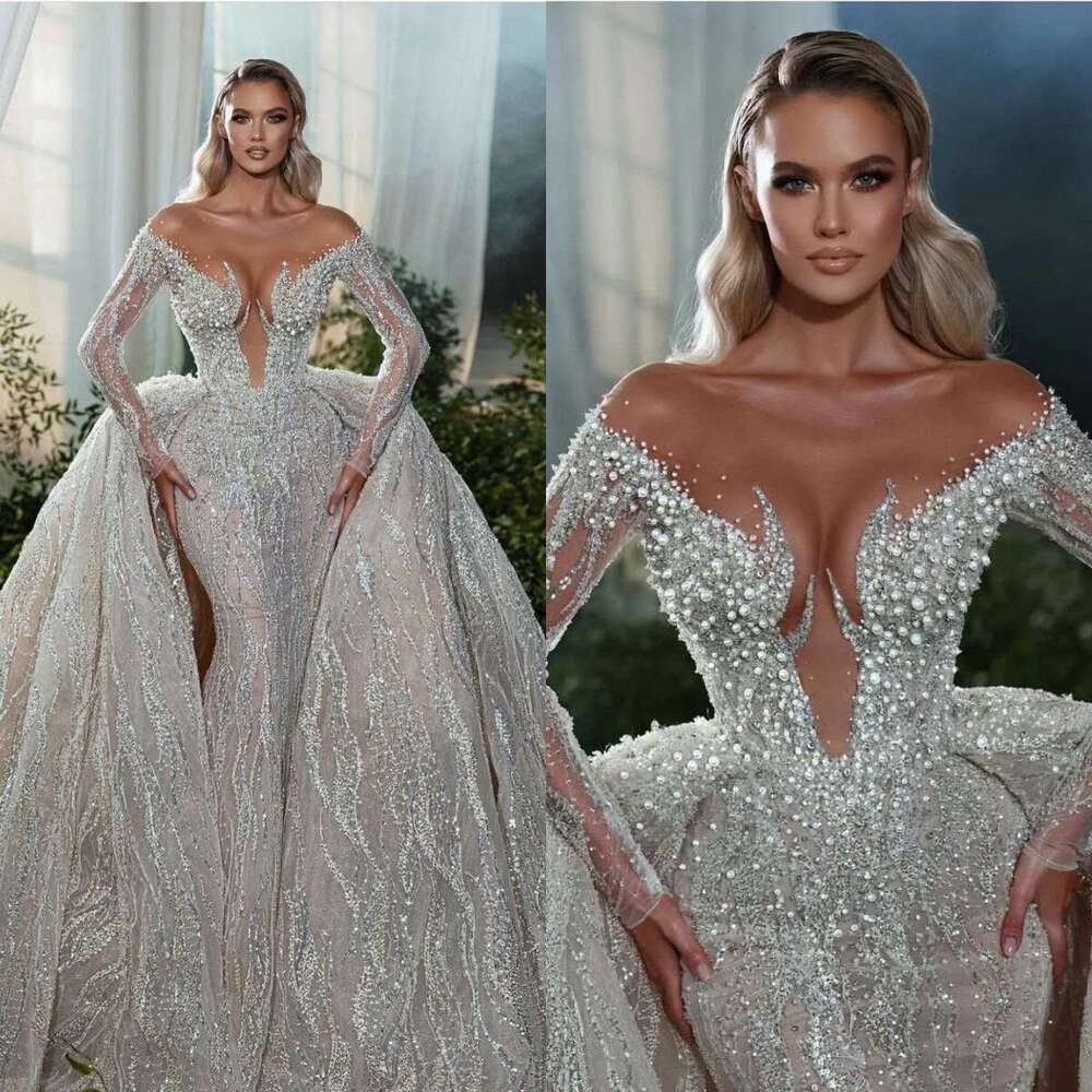 Princess Mermaid Gown Wedding Dresses Appliques Pearls Pattern Lace Bridal Gowns Big Vestidos De Novia Custom Size Colour 6660311