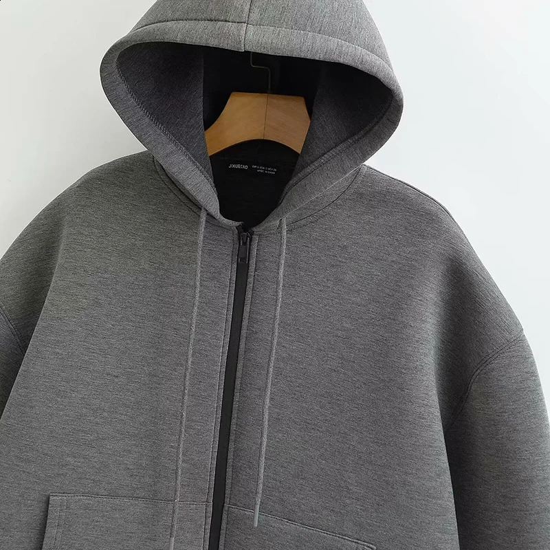 Womens Winter Vintage Hoodies Zipper Sweatshirts Fashion Long Sleeve Streetwear Parkas Female Outerwear Korean Clothes 240812